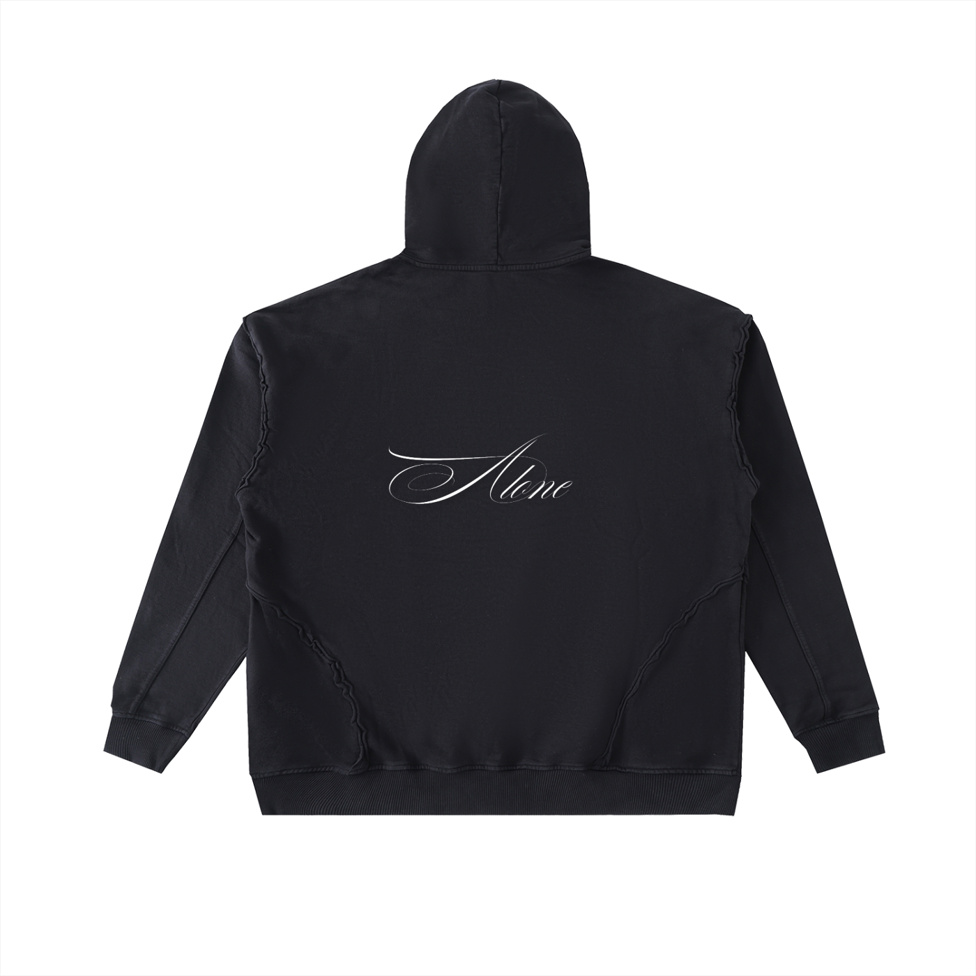 "ALONE" Raw-Seam Enzyme Hoodie
